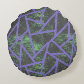 紫と緑のモザイク模様 ラウンドクッション (裏面)