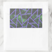 紫と緑のモザイク模様 長方形シール (バッグ)