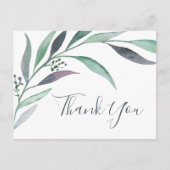 紫と緑のユーカリありがとうはがき ポストカード (正面)