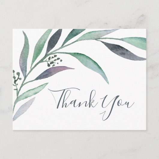 紫と緑のユーカリありがとうはがき ポストカード (正面)