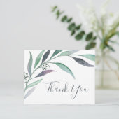 紫と緑のユーカリありがとうはがき ポストカード (スタンド正面)