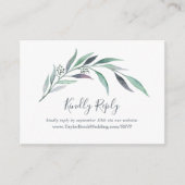 紫と緑のユーカリの結婚ウェブサイトRSVP エンクロージャーカード (正面)