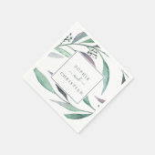 紫と緑のユーカリ結婚プス スタンダードカクテルナプキン (角)