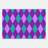 紫と緑のラッピングアーガイル紙シート ラッピングペーパーシート (正面2)