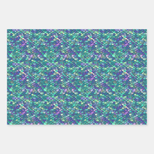 紫と緑の人魚はかりで測 ラッピングペーパーシート (正面2)