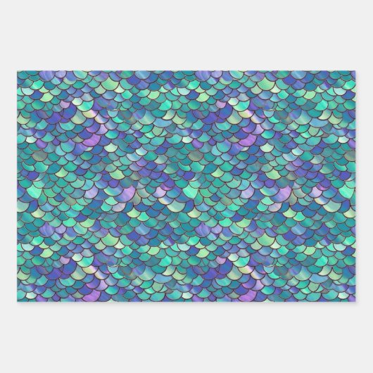 紫と緑の人魚はかりで測 ラッピングペーパーシート (正面)