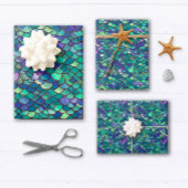 紫と緑の人魚はかりで測 ラッピングペーパーシート