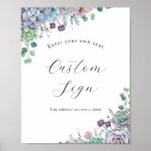 紫と緑の多肉性のカスタム文字徴候 ポスター (正面)