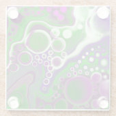 紫と緑の大理石の流体アート ガラスコースター (裏面)