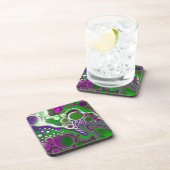 紫と緑の大理石の流体アート コースター (右側)