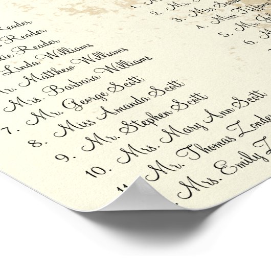 紫と緑の孔雀の座席表12表 ポスター (角)