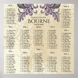 紫と緑の孔雀の座席表12表 ポスター