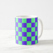 紫と緑の市松模様 コーヒーマグカップ (正面右)