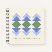紫と緑の幾何学芸術パーソナライズされた ノートブック (正面)