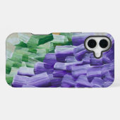 紫と緑の抽象芸術ブラシストロークパターン iPhoneケース (裏面横)