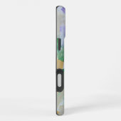 紫と緑の抽象芸術ブラシストロークパターン iPhoneケース (右側面)