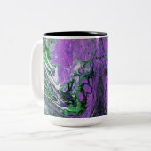 紫と緑の抽象芸術絵を描 ツートーンマグカップ (正面左)