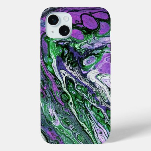 紫と緑の抽象芸術絵を描 Case-Mate iPhoneケース (裏面)