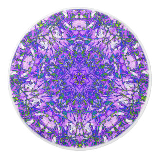 紫と緑の抽象芸術 セラミックノブ