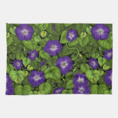 紫と緑の朝顔 キッチンタオル (横)