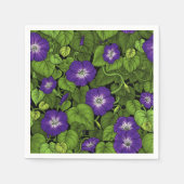 紫と緑の朝顔 スタンダードカクテルナプキン (正面)