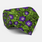紫と緑の朝顔 ネクタイ (ロール)