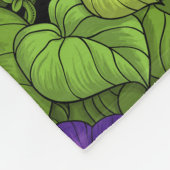 紫と緑の朝顔 フリースブランケット (角)