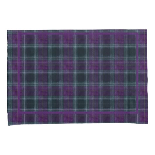 紫と緑の格子縞 枕カバー (正面右)