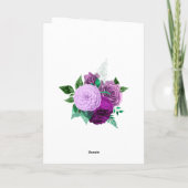 紫と緑の水の色のフローラ結婚 サンキューカード (裏面)
