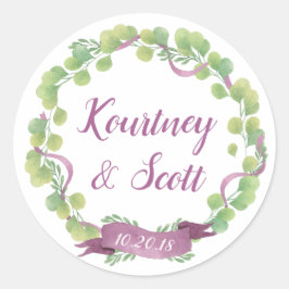 紫と緑の水の色の離れ – ステッカー