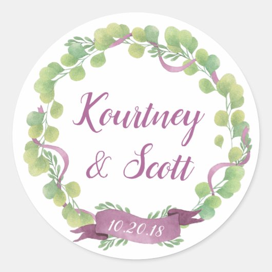 紫と緑の水の色の離れ – ステッカー (正面)