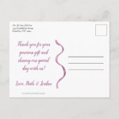 紫と緑の水の色葉の – ありがとう ポストカード (裏面)