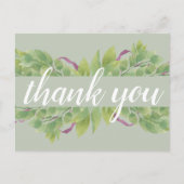 紫と緑の水の色葉の – ありがとう ポストカード (正面)