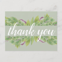 紫と緑の水の色葉の – ありがとう ポストカード