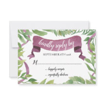 紫と緑の水の色離れの- RSVPカード