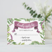 紫と緑の水の色離れの- RSVPカード (スタンド正面)