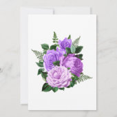 紫と緑の水カラーフローラブライダルシャワー 招待状 (裏面)