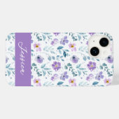 紫と緑の水彩野の花の名前 Case-Mate iPhoneケース (裏面 (横))