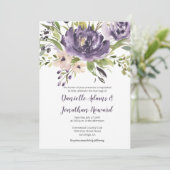 紫と緑の水色のフローラ結婚 招待状 (スタンド正面)