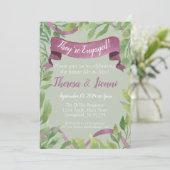 紫と緑の水色の離れ婚約 招待状 (スタンド正面)