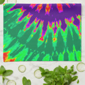 紫と緑の絞り染めキッチンタオル キッチンタオル (折り畳み)