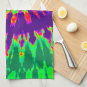 紫と緑の絞り染めキッチンタオル キッチンタオル (四つ折り)