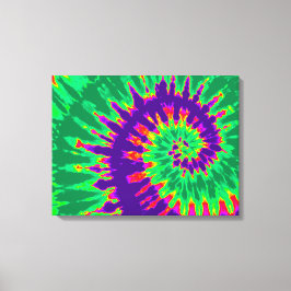 紫と緑の絞り染め24"x18"アート キャンバスプリント