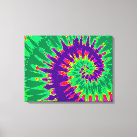 紫と緑の絞り染め24"x18"アート キャンバスプリント (正面)