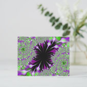 紫と緑の羽のフラクタル ポストカード (スタンド正面)