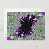 紫と緑の羽のフラクタル ポストカード (正面/裏面)