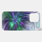 紫と緑の花の抽象的フラクタルアートイニシャル Case-Mate iPhoneケース (裏面 (横))
