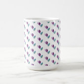 紫と緑の花の水彩画ハンドペイント コーヒーマグカップ (中央)