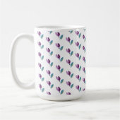 紫と緑の花の水彩画ハンドペイント コーヒーマグカップ (左)
