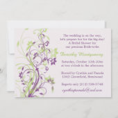 紫と緑の花の渦巻き ブライダルシャワーの招待状 招待状 (裏面)